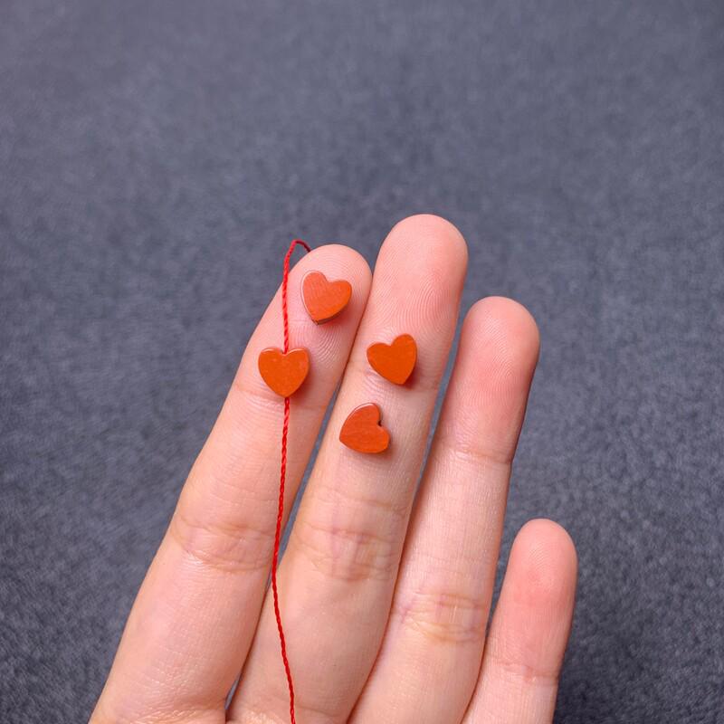 Red Stone Flat Peach Heart Spacer Beads for DIY Jewelry