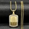 Hip Hop Trendy Square Head Virgin Mary Medal Pendant Necklace