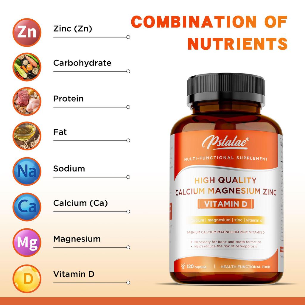 Calcium Magnesium Zinc Supplement - Bone Health, Muscle Function, Heart Health and Immune Support