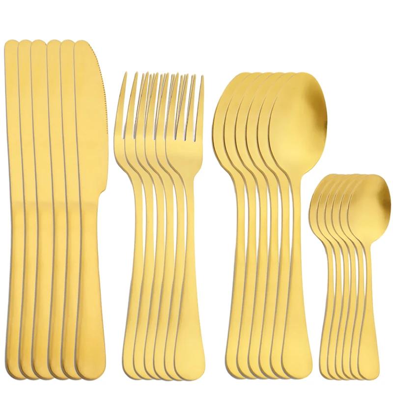 24pcs Cutlery Sets Stainless Steel Rainbow Dinnerware Set Knife Fork Spoon Flatware Matte Dishwasher Safe Kitchen Tableware Set