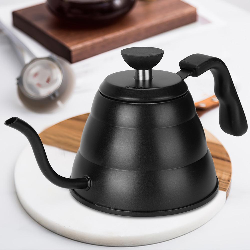 1L Domácí Kuchyň 304 Nerezová Ocel Kávovar Ruční Konvice na Kávu Ruční Konvička na Kávu Černá