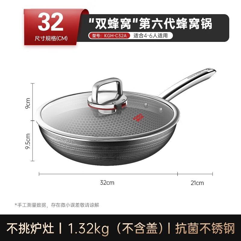 KBH 32cm 6th Gen Non-stick Wok with Temperature Sensor