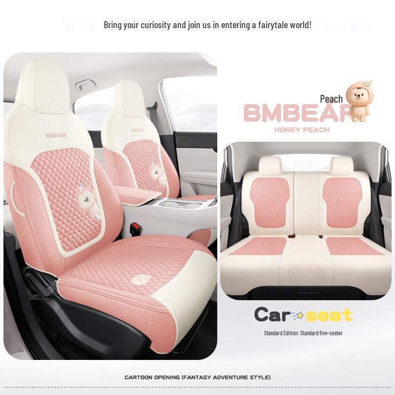 Geely Star Wish Cartoon Linen Seat Covers, Full-Coverage, All-Season Breathable Cushions for UP-Specific Cars