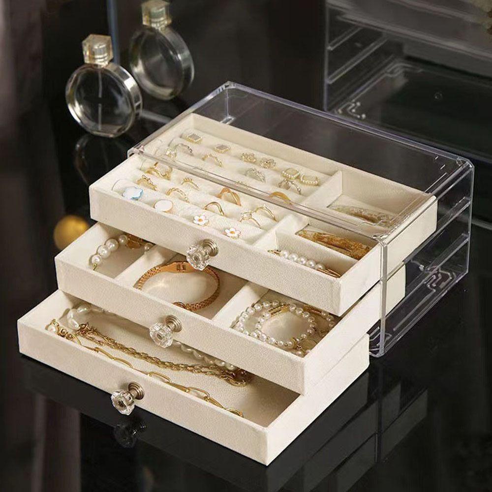 Stackable Acrylic Jewelry Organizer Dustproof Drawer Jewelry Box  Desktop