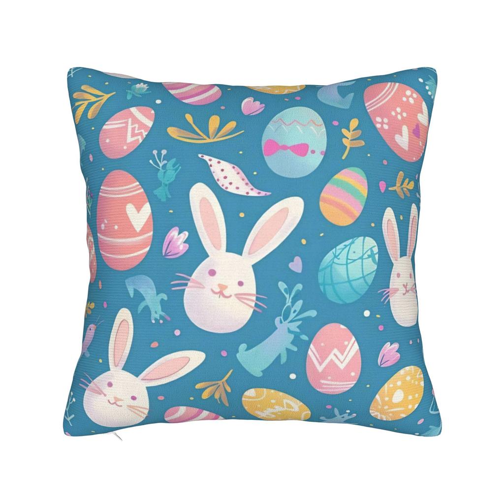 Eggs Easter Bunny Square Pillow Case Polyester Cushions for Sofa   Novelty Pillowcover Home Decor