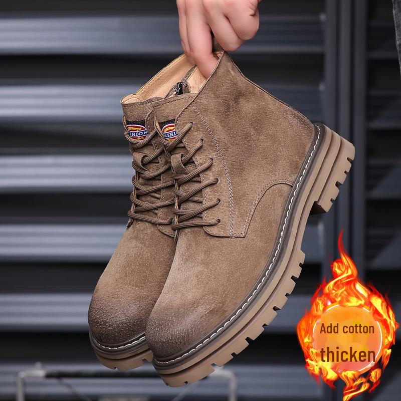 

Мужские кожаные рабочие ботинки Martin Retro осень 2024 года в британском стиле, модный универсальный желтый цвет, хлопок 9025. 38