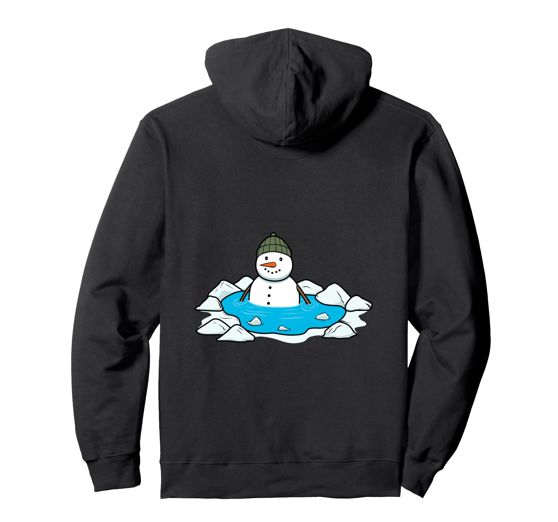 

Funny snowman ice bath Hoodie design. чорний