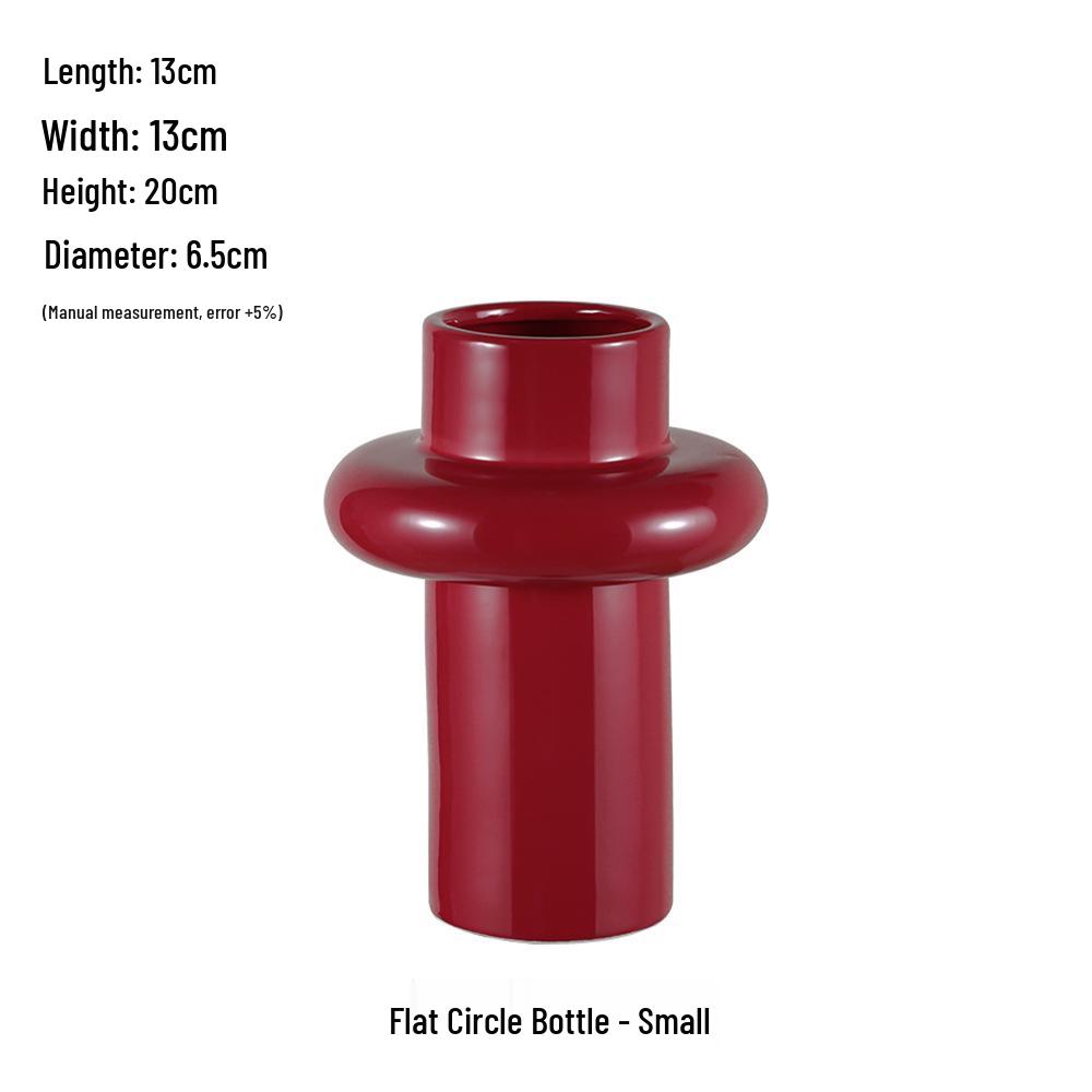 Čínská červená keramická váza ze poloviny století - Novoroční speciální ozdoba pro obývací pokoj nebo svatební aranžmá ze sušených květin