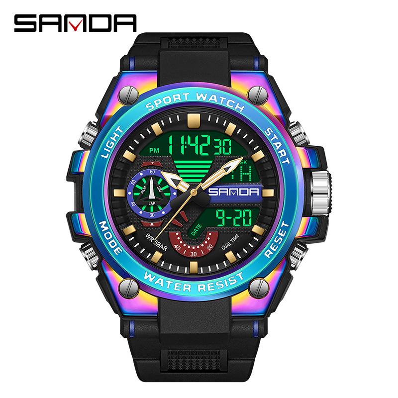 Sanda 6024 Outdoor Sports Shockproof Waterproof Luminous Watch - Unisex Multifunctional Electronic Watch