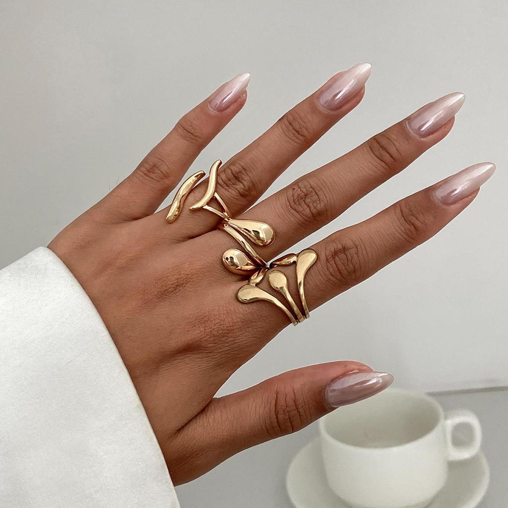 2025 New Vintage Punk Metal Rings Set for Women Aesthetics Jewelry Gift Gold Silver Color Irregular Geometric Knuckle Joint Ring Opening Jewelry
