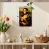 Vintage Mona Lisa Drinking Beer Metal Tin Sign 20x30cm Retro Wall Art for Bar Pub Cafe Restaurant Decor