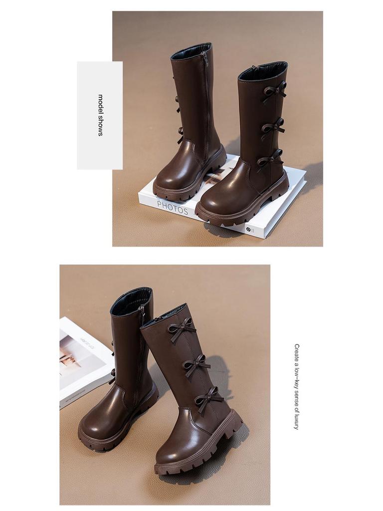 2025 Girls' High-Top Long Boots: Stylish Autumn/Winter Princess Boots with Plus Velvet Cotton