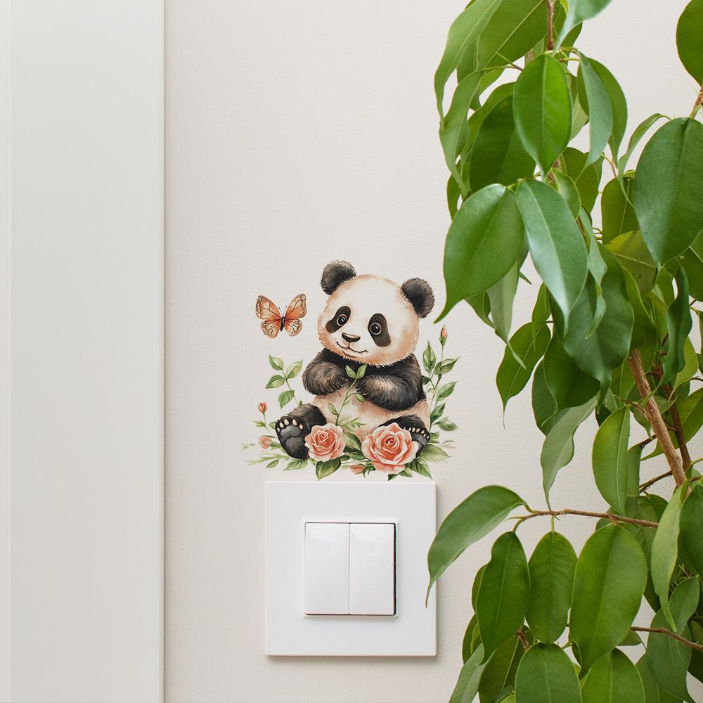 Cartoon Niedlicher Panda Schlafzimmer Wohnzimmer Schalter Heimhintergrund Verschönerung Wandaufkleber
