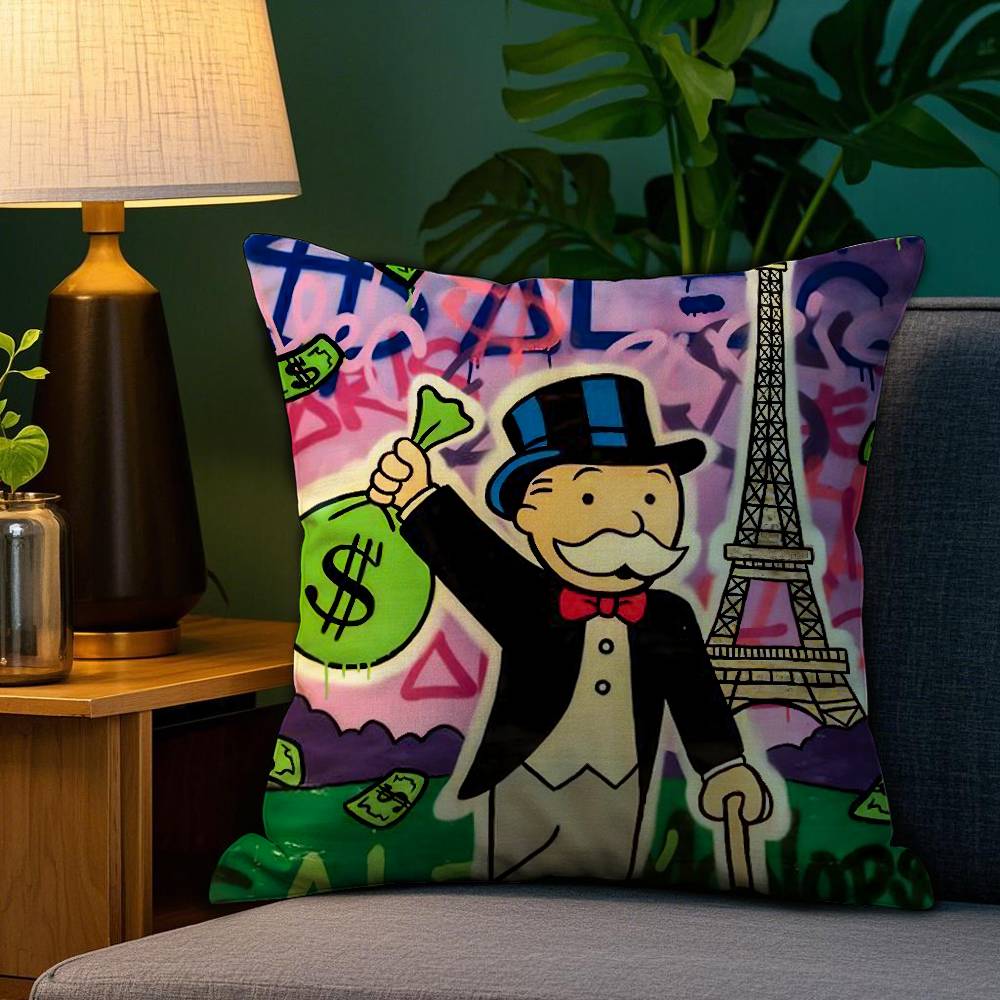 Cartoon M-Monopoly Pillow Case Plush Fabric Soft Double Sided Print Sofa Cushion Cover Throw Pillow Covers