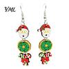 Lightweight Christmas Ornaments 1 Pair Wooden Dangle Drop Earrings for Women, Cute Santa Festive Party Jewelry Gingerbread Candy Cane Earrings,