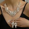 Elegant Rhinestone Floral Jewelry Set: European & American Bride Necklace & Earrings for High-End Parties