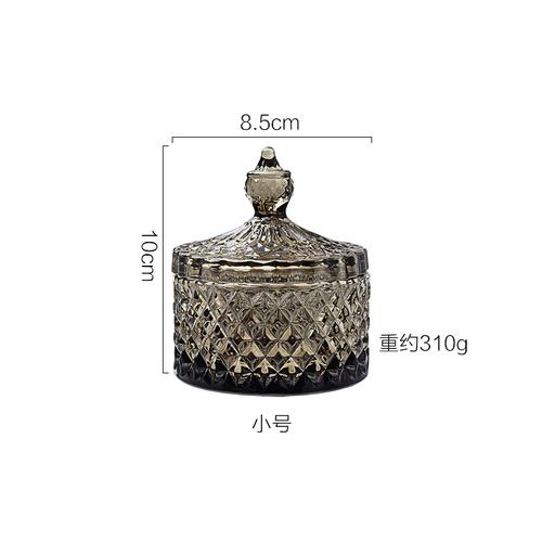 Retro Green Glass Storage Tank Nordic Home Decoration Jewelry Box Cotton Storage Tank Cotton Swab Box Decorative Ornaments