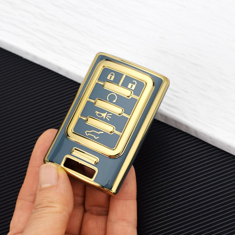 

5 кнопок ТПУ чехол для ключа автомобиля для Cadillac ATS XTS SRX CTS XLS DTS Escalade Chevrolet C7 Corvette Автоаксессуары серый