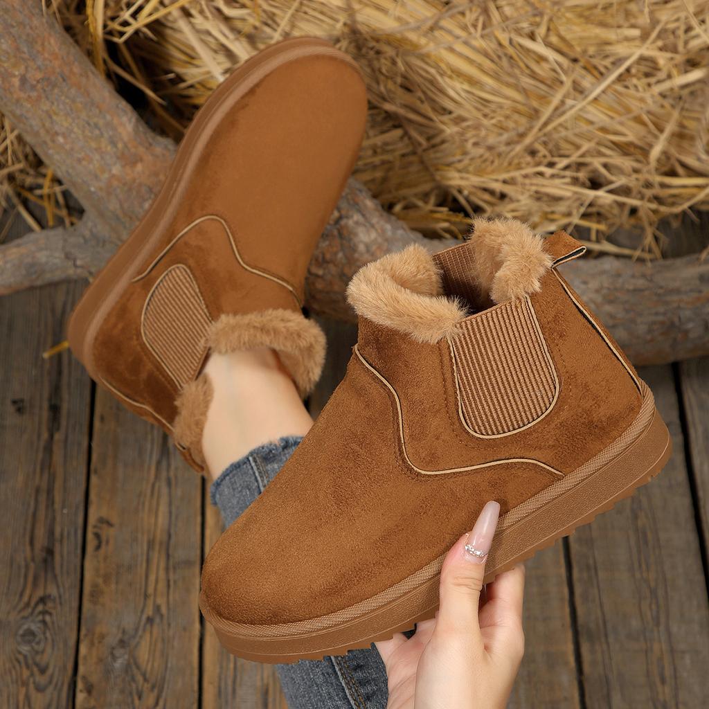 Fashion 2025 New Luxury Women Ankle Ankle Cotton Flat Platform Retro Shoes Outdoor Faux Snow Boots Buckle Short Warm Zapatos De Mujer
