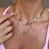 2pcs Fashion Minimalist Cross Pendant Necklace Set for Women Gold Color Copper Layered Necklace Vacation Date Party Jewelry Gift