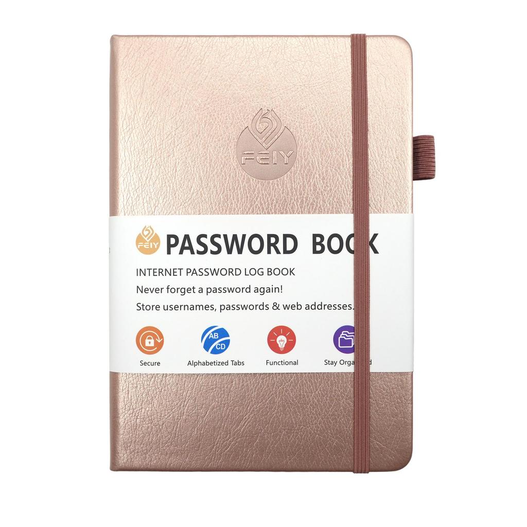 32K English Minimalist Password and Address Book with Cross-border Ribbon