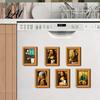 Housewarming Gifts for Art Lovers Funny Small Wooden Fridge Magnet Picture Frame Vintage Oil Painting Pattern Photo Frames Whiteboard Magnetic