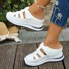 Women'S Fashion Sandals Solid Color Round Toe Platform Heel Slippers Casual Sports Sandals