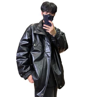 Leather Jacket Men's Autumn and Winter American Retro Handsome Casual Loose Velvet Motorcycle Jacket