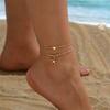 New Summer Beach Chain Anklet For Women Vintage Double Layer Heart Pearl Starfish Zircon Shell Boho Beaded Foot Chain Jewelry
