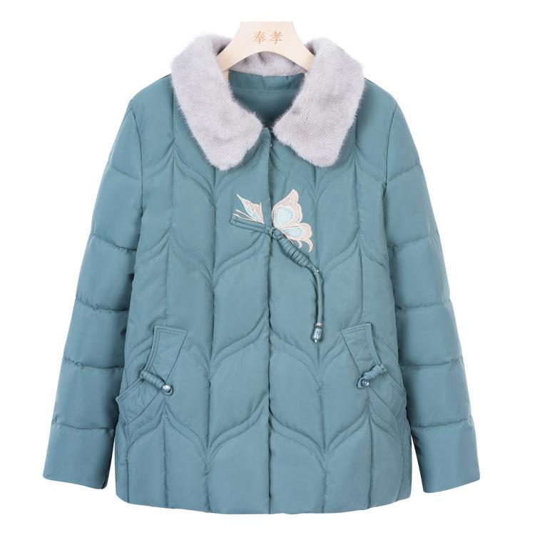Mom's Winter Coat Short Padded Cotton-padded Jacket 50-year-old Middle-aged and Elderly Women Winter New Warm Cotton-padded Jacket.