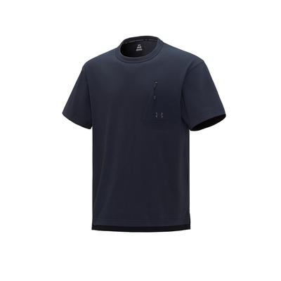 Camiseta Unisex de Manga Corta con Cuello Redondo de Color Sólido con Bolsillo Urbano para Exterior Tops Negro 1387986-001
