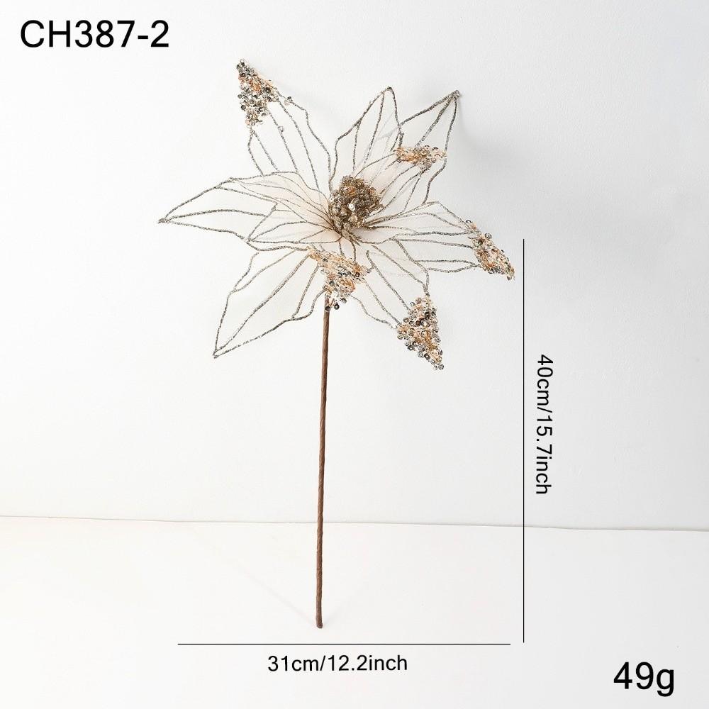 Sequins Artificial Poinsettia Flower Large Sequins Flower  Wedding Decoration