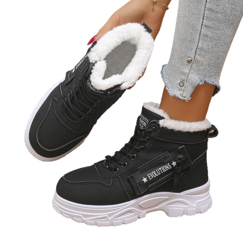 Winter Fleece‑Lined Thickened Snow Boots, Anti‑Slip Waterproof Warm Cotton Martin Boots