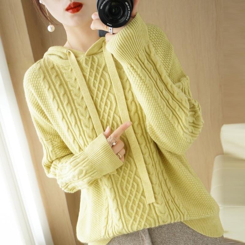 Women Knitted Hoodie Sweater MODERN NEW SAGA Winter Thick Knitted Pullover Sweatshirt Autumn Cashmere Wool Sweaters Female Jumper