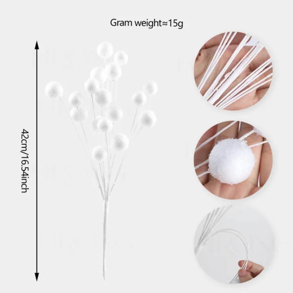 Christmas Tree Pendant  Faux Snowball Decoration White Christmas Ornament Delicate Artificial Snowball Branch For Holiday