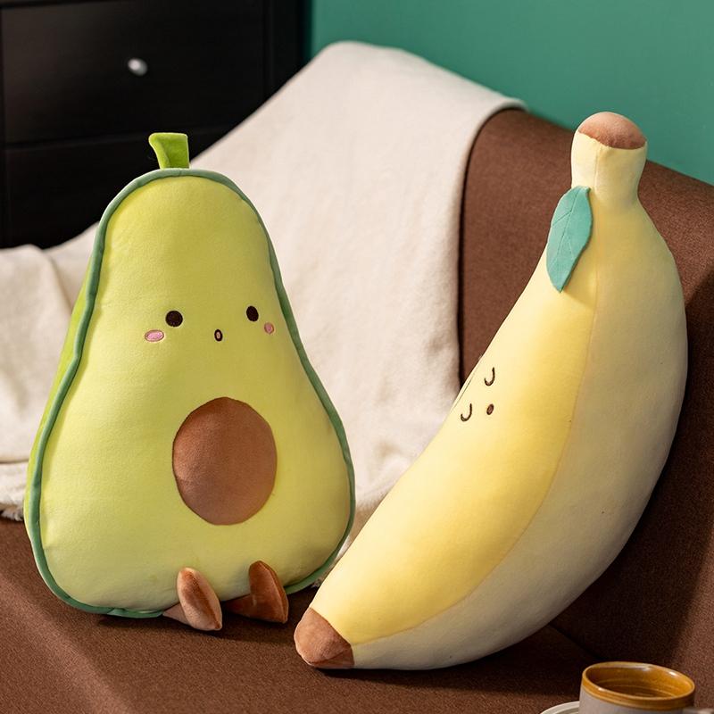 Fruit Avocado Stuffed Pillow Soft Banana Plush Toy Cute Cartoon Mushroom Doll Carrot Plush Pillow Gift for Girls