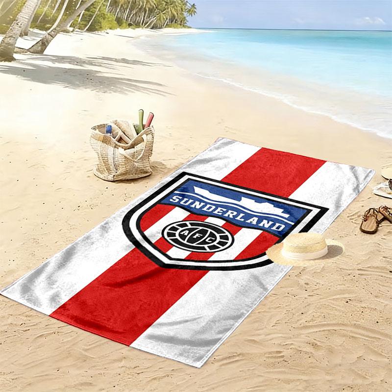 Ręcznik plażowy z nadrukiem logo Sunderland Association Football Club, Duży miękki szybkoschnący ręcznik na plażę, kemping, basen