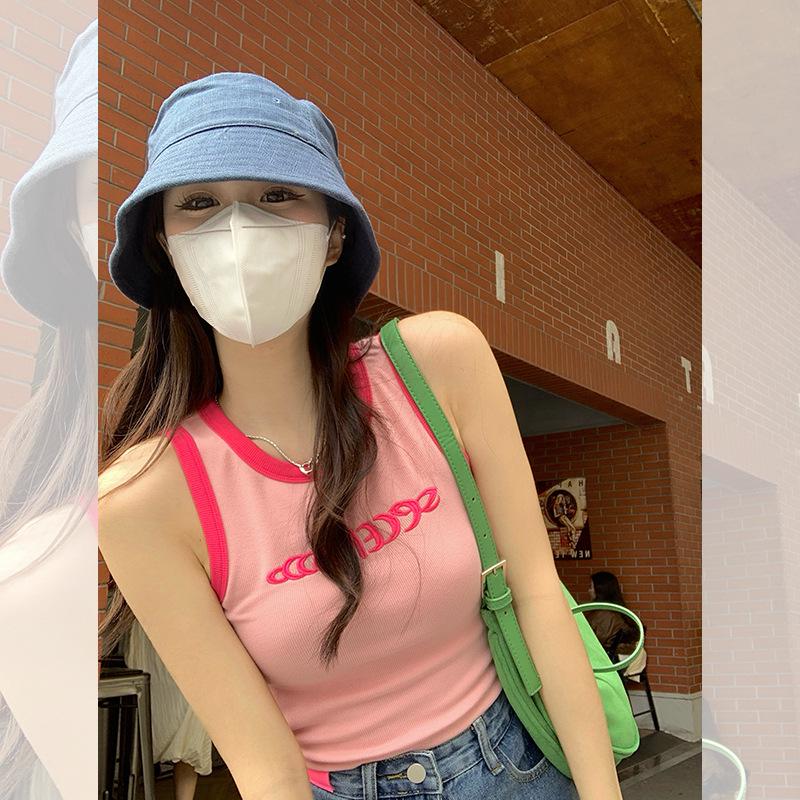 

Women s Pink Ribbed Knit Racerback Camisole - Sleeveless Summer Top Large [110-135 lbs]