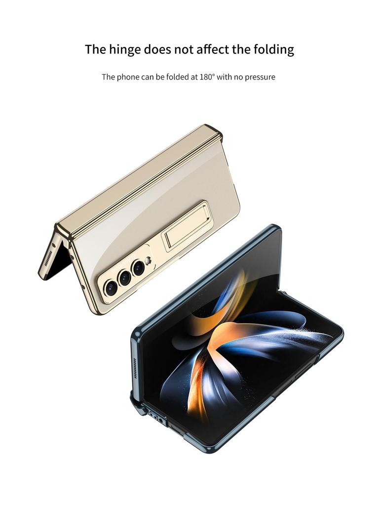 Samsung Z Fold 4 Transparent Magnetic Stand Case with Electroplated Phantom Design