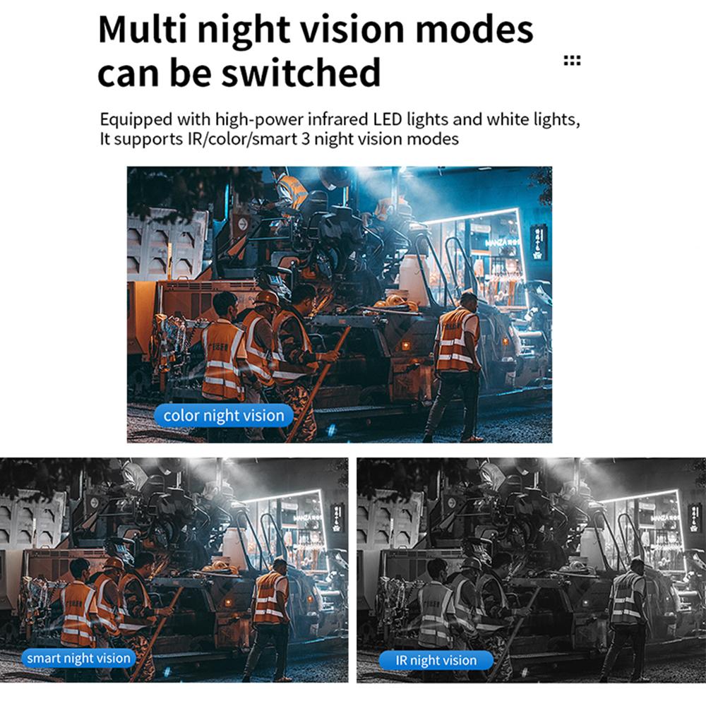 Solar Powered Wireless Monitor Camera 3MP Wall Mount Smart WiFi Camera IP66 Waterproof Color Night