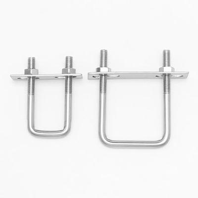 2Sets Durable Iron Square Clamp With Baffle Screw Pipe U-clamp Right Angle U-bolt M6 Squa Bolt