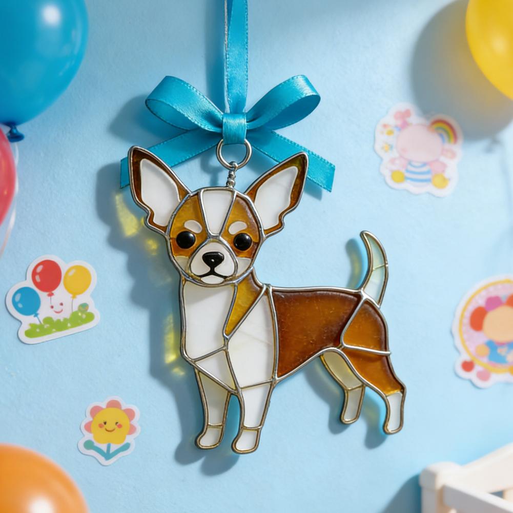 Dog Ornament Acrylic Dog Decoration Colorful Acrylic Dog Suncatcher Ornament Stained Glass Breed Hanging Decor for Lovers