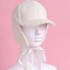 Lovely Ribbon Earflap Hat White Women's Winter Hat