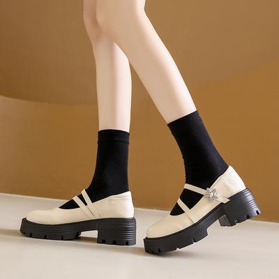 Women's Shoes 2024 Buckle Strap Women's High Heels Fashion Round Toe Dress Pumps Women High Quality Solid Platform Heels