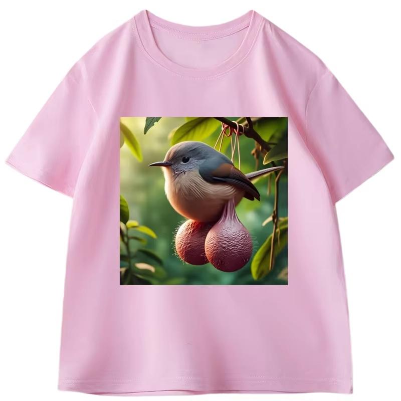 Ball Bird Gag Hoodie Men Women Fun Roundneck Loose Shortsleeve Tshirt Streetwear Casual Highquality Tshirt Y2k Ins Clothes