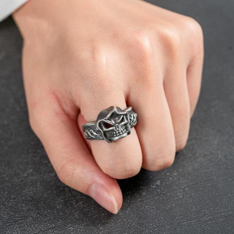 Ssangyong Skull Open Ring Men's Trendy Atmosphere Punk Adjustable Ring