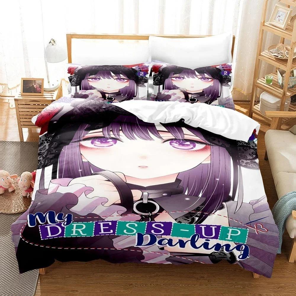 Anime My Dress-Up Darling Bedding Set Single Twin Full Queen King Size Bed Set Adult Kid Bedroom Duvet Cover Sets Home Textiles