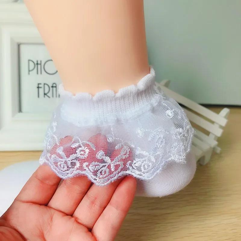 Mesh Socks Breathable Cotton Lace with Ruffle Princess Children Ankle Short Sock White Pink Yellow for Baby Girls Kids Toddler