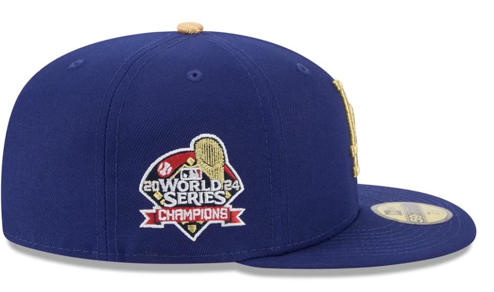 Los Angeles Dodgers World Champion Commemorative 59FIFTY Cap, Gold/Royal, Size7 3/4 [Item]