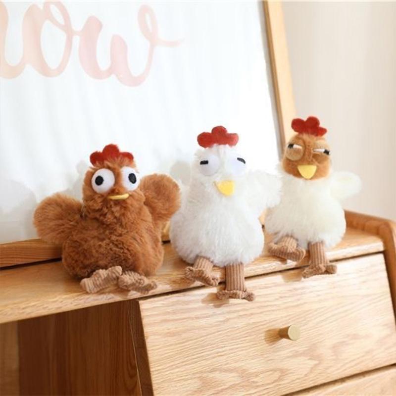 12cm Cute Chicken Doll Backpack Pendant Keychain Decompression Egg Laying Rooster Children's Backpack Decoration Birthday Gift